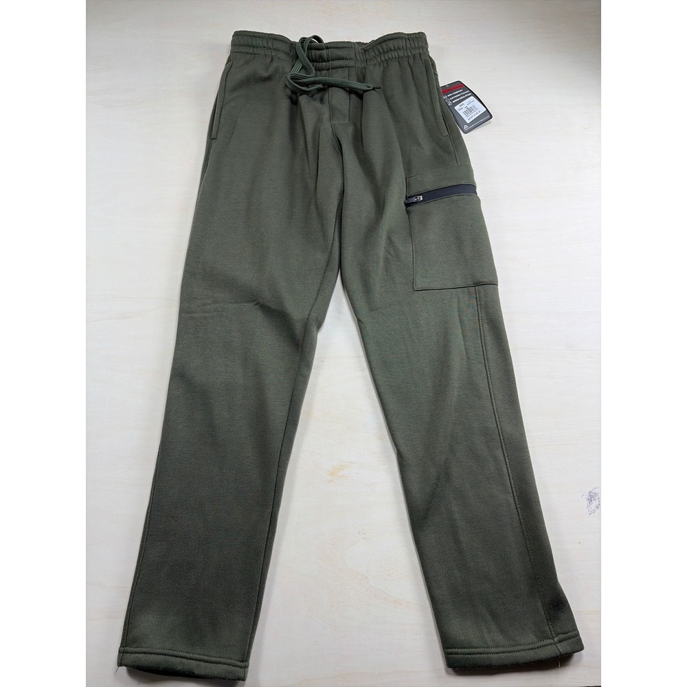 Tec-One Mens Fleece Joggers Olive Night Green Cargo Sweatpants TMP Size M NWT